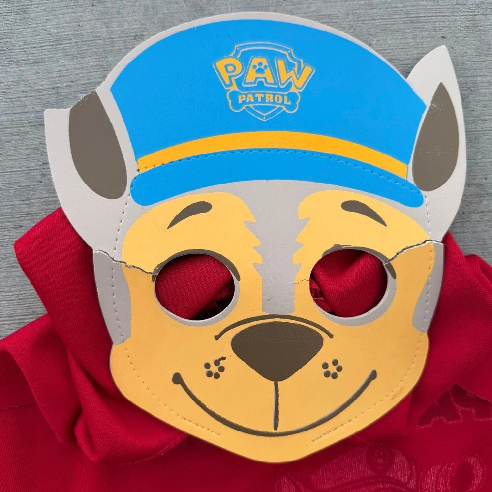 Paw Patrol Chase Mask and Cape Set Red Hooded Costume Ready For Action Kids